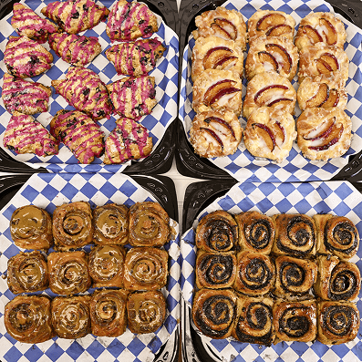 Assorted pastries on trays